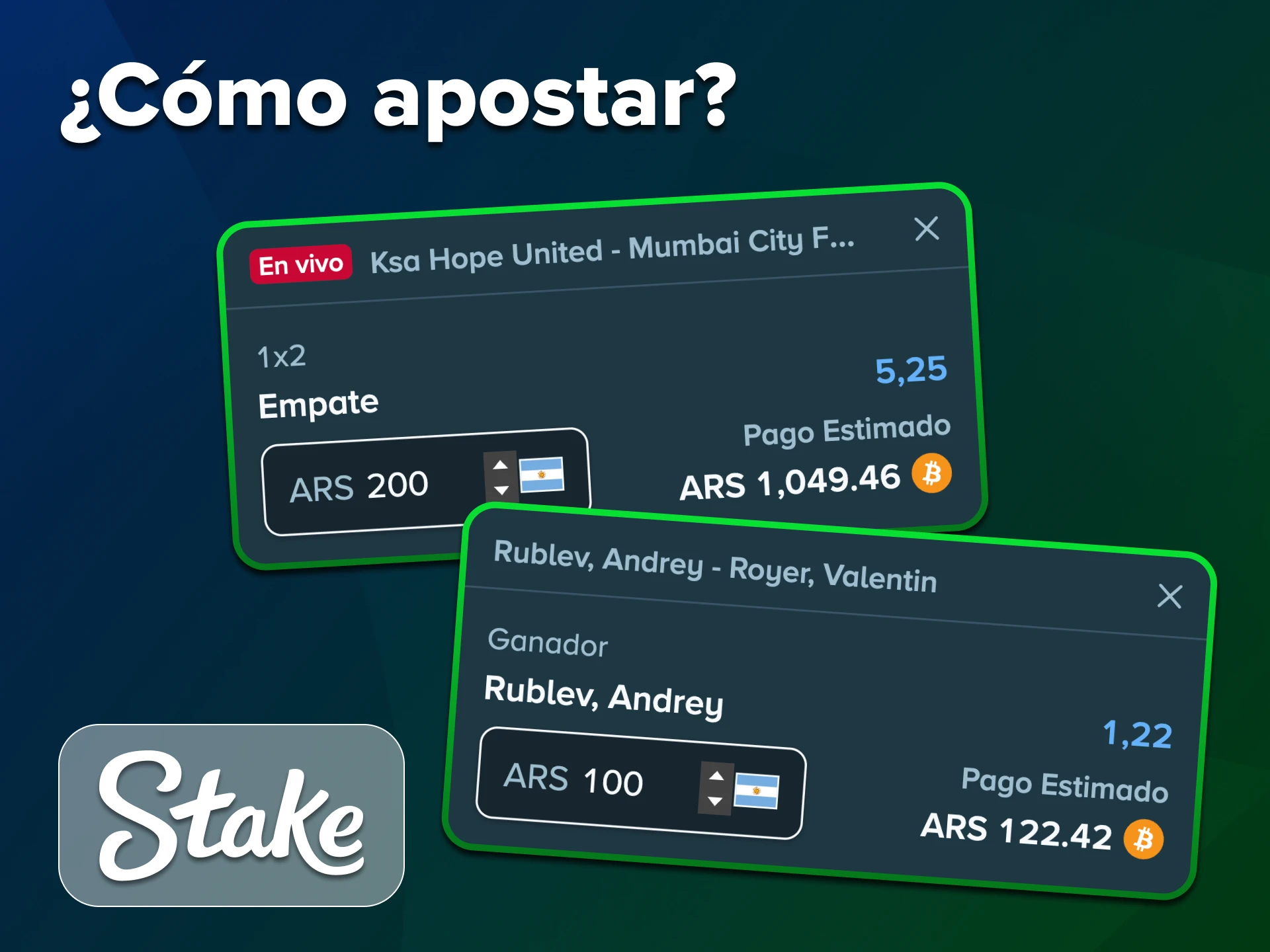 Hacer una apuesta con la aplicación Stake es muy fácil.