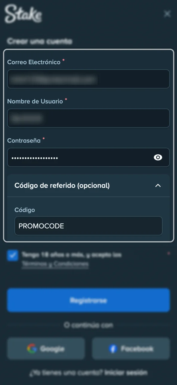 Crea una contraseña robusta para proteger tu cuenta de Stake.