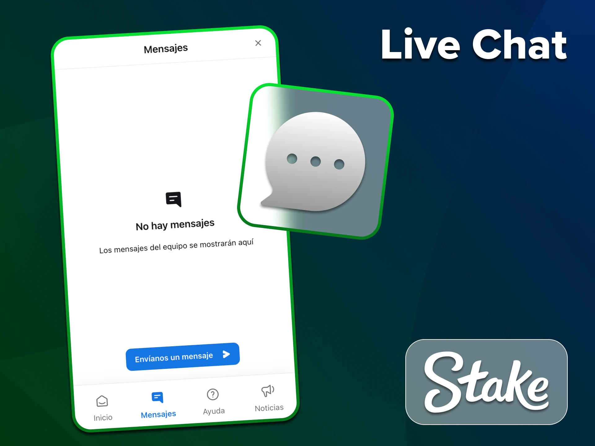Obtenga respuestas rápidas a sus preguntas con el chat en vivo de Stake.