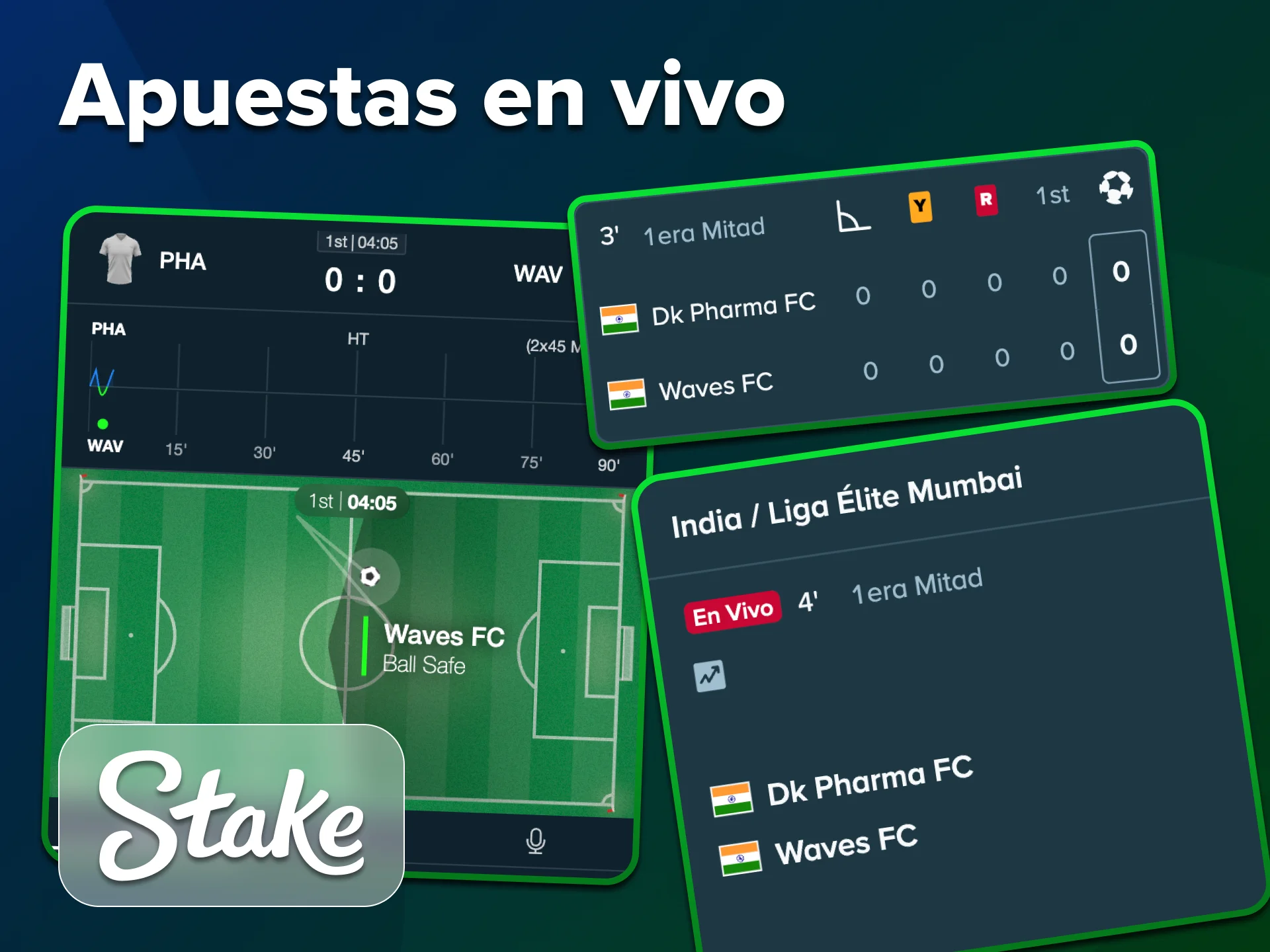 Pruebe la función de apuestas de fútbol en vivo en la plataforma Stake.
