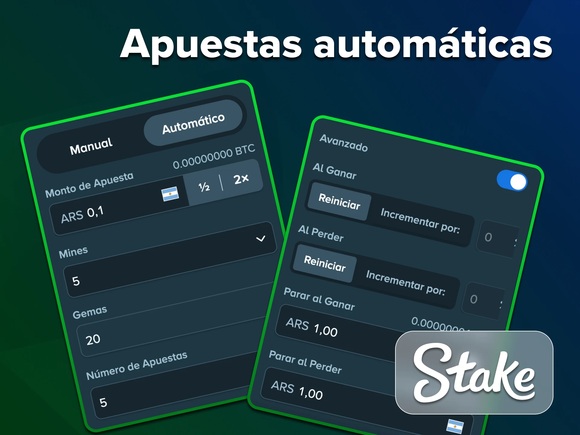 Prueba la función de apuesta automática en Stake Casino Mines.