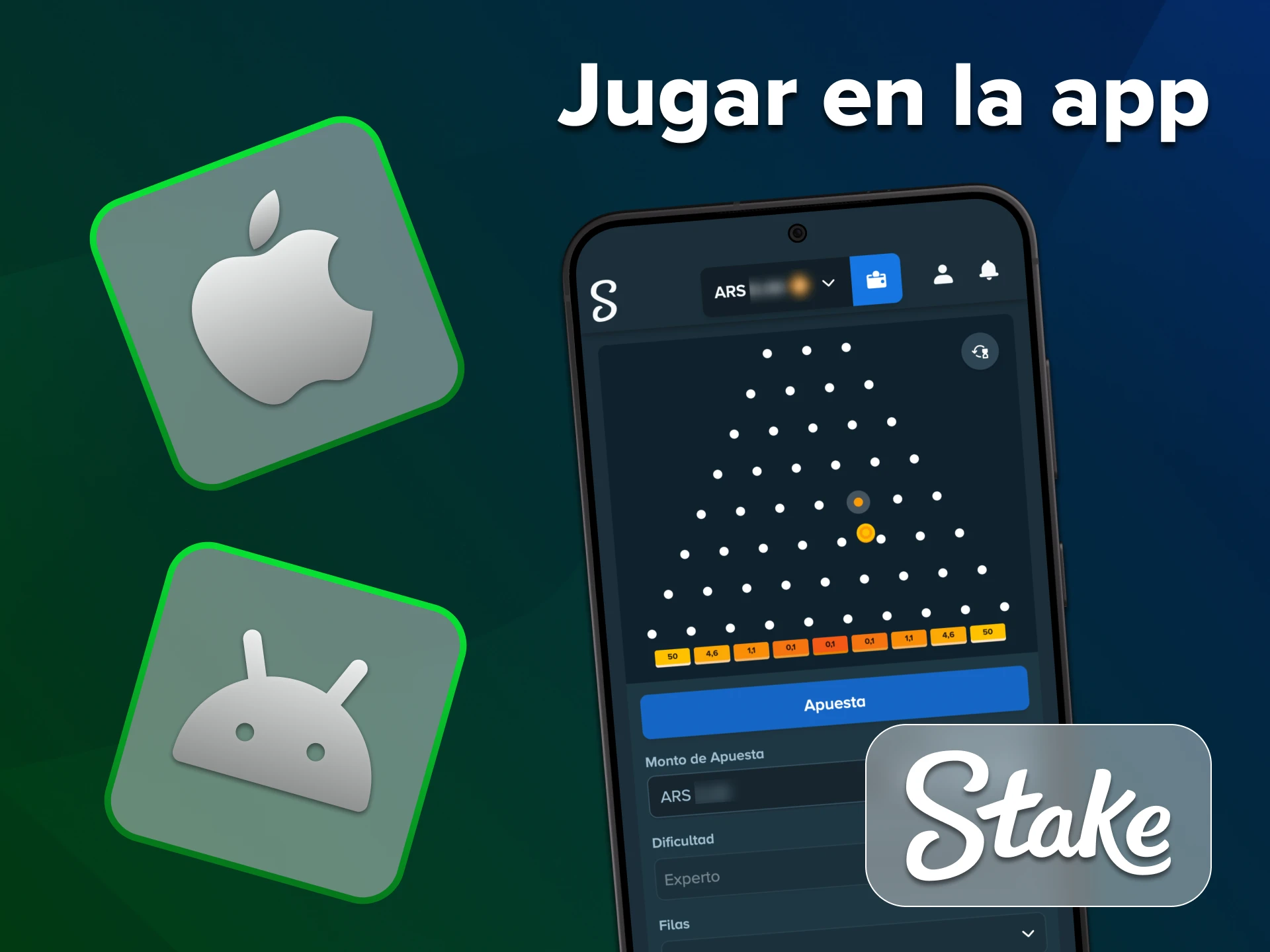 Accede a Plinko desde tu dispositivo móvil con la aplicación Stake.