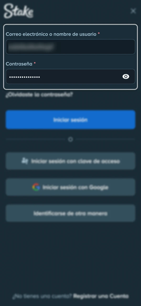 Ingresa tu nombre de usuario para identificarte en Stake.