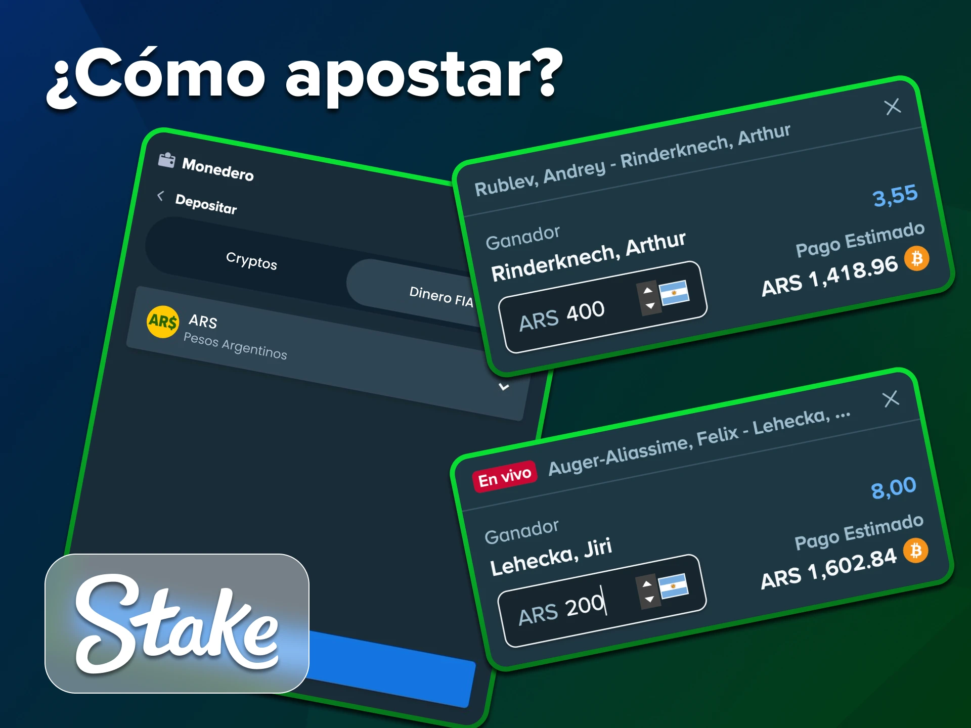 Sigue la guía de Stake para realizar tu primera apuesta de tenis.