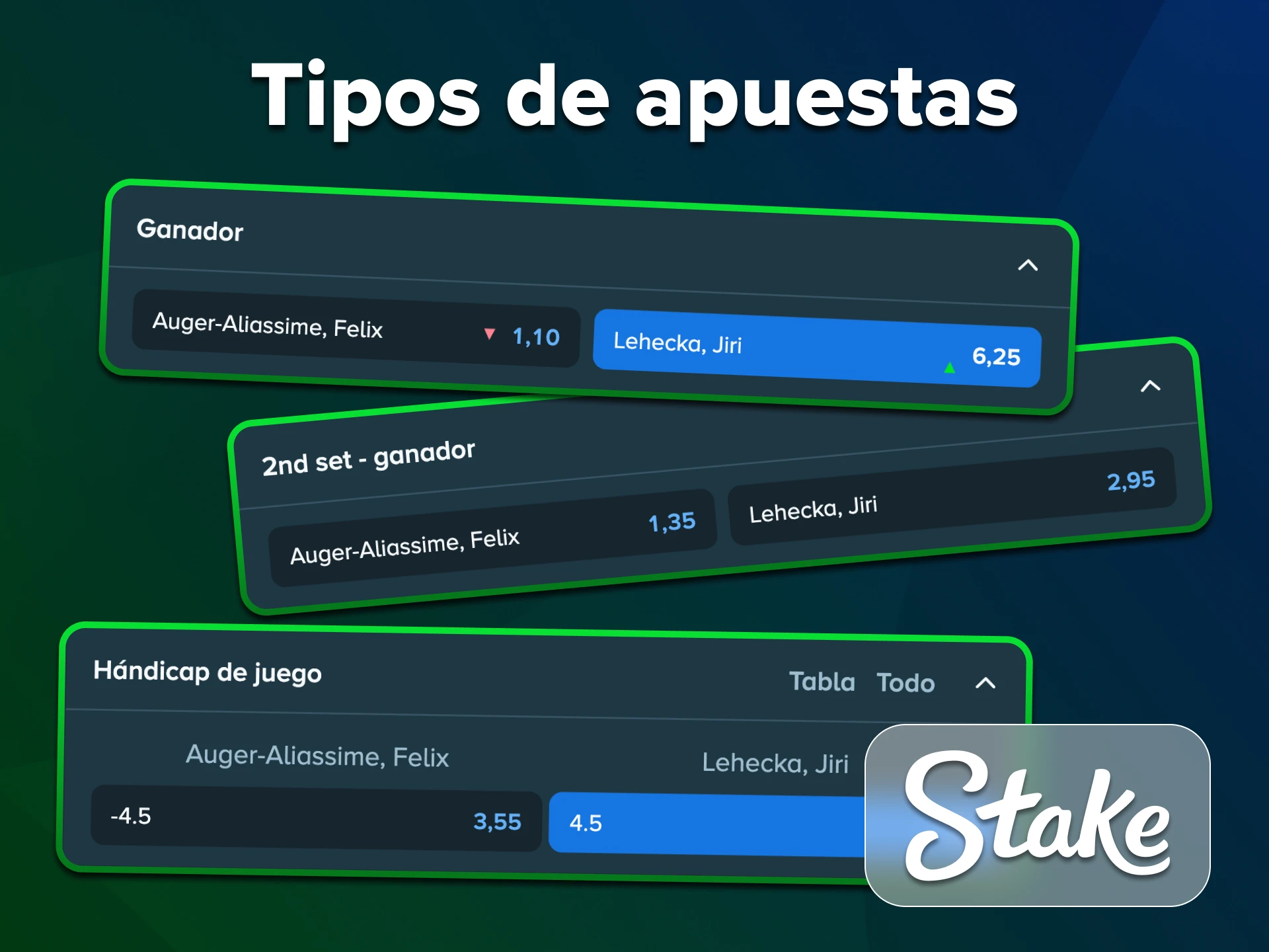 Stake ofrece una variedad de opciones de apuestas de tenis.