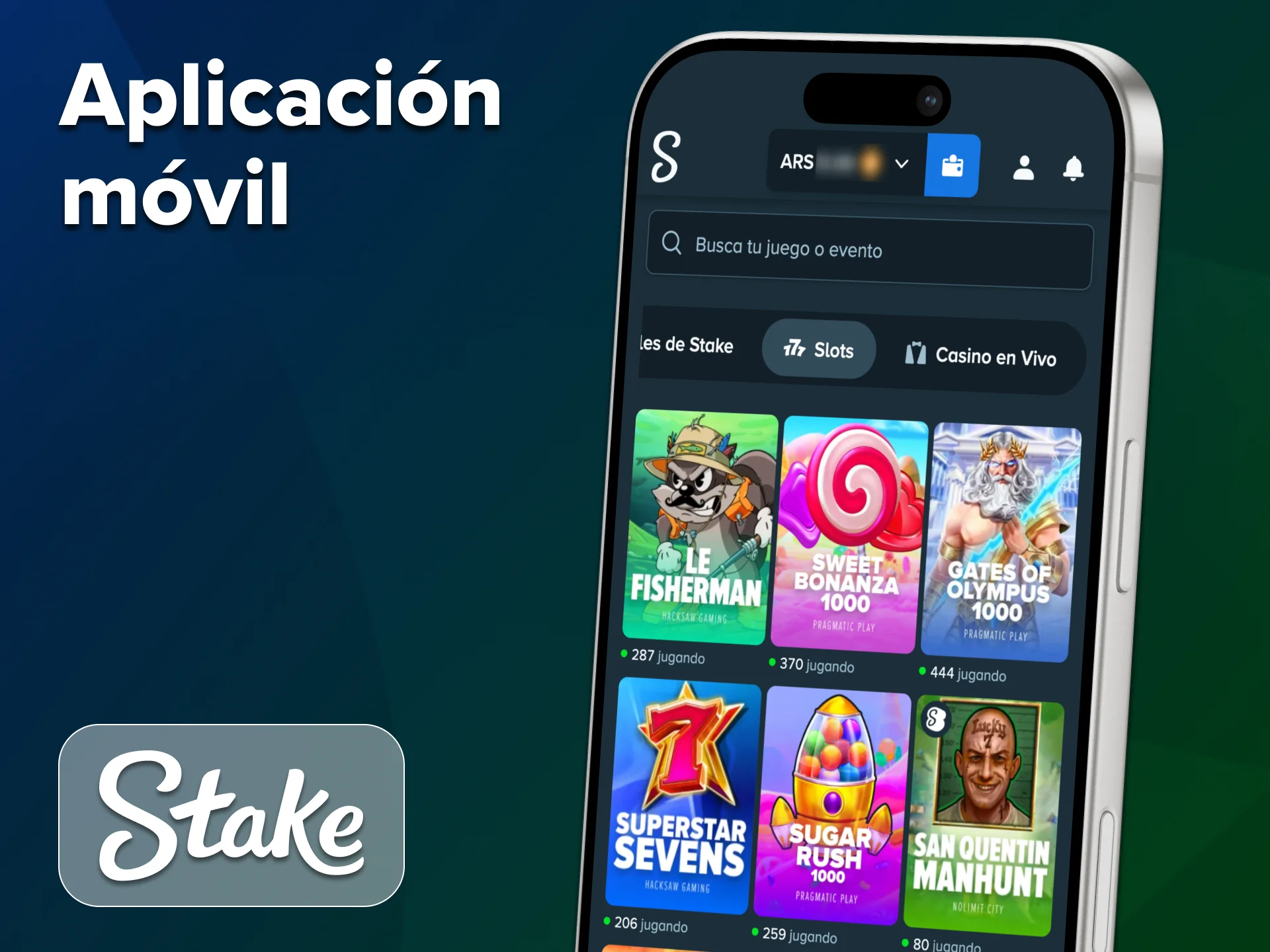 Obtén acceso instantáneo a las tragamonedas Stake con la aplicación.